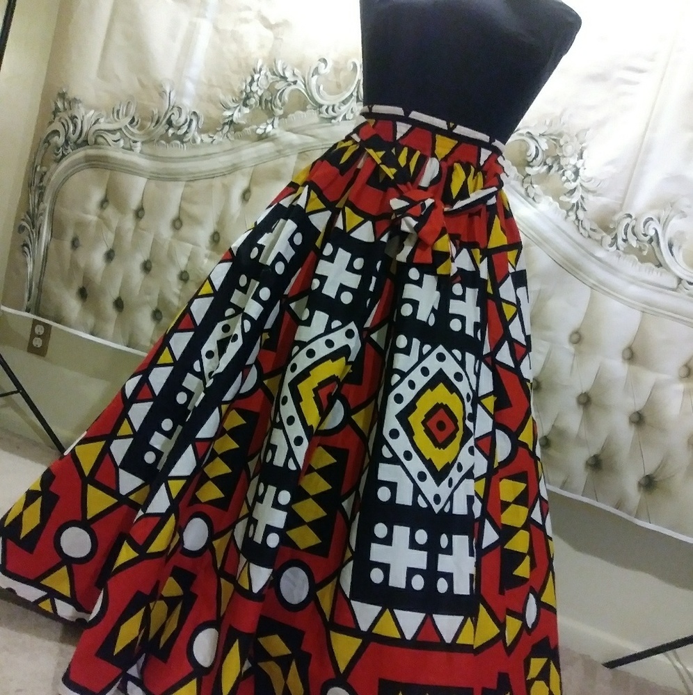 African Tribal Print Maxi Skirt